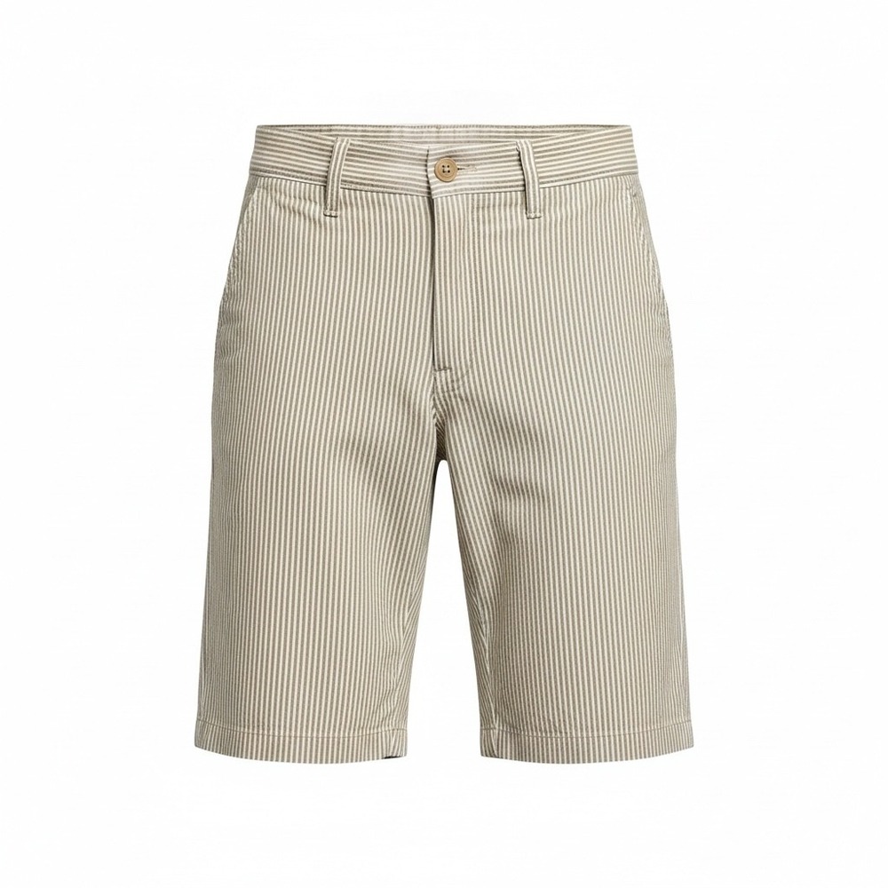 Roundtree & Yorke Performance Golf Shorts Tan Striped Men 38 Preppy Sporty Lite